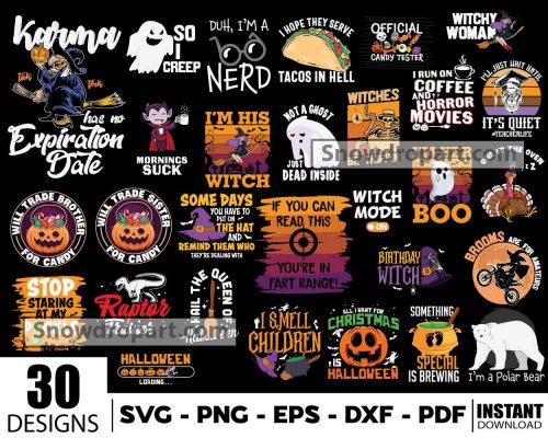 30 Halloween Quote Svg Bundle, Happy Halloween Svg