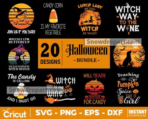 20 Halloween Retro Svg Bundle, Broom Hair Dont Care Svg