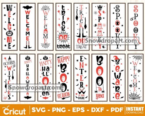 16 Halloween Porch Sign Svg Bundle, Fall Porch Sign Svg