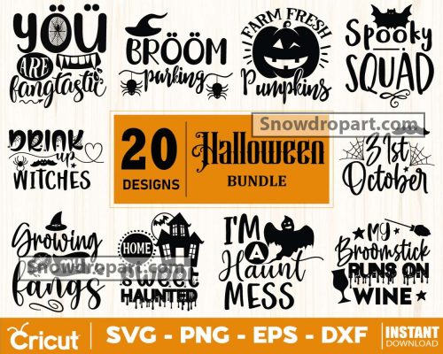 20 Halloween Quote Svg Bundle, Boo Crew Svg, Witch Svg