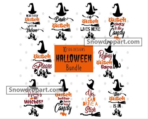 10 Halloween Witch Svg Bundle, Witch Svg, Halloween Quote Svg