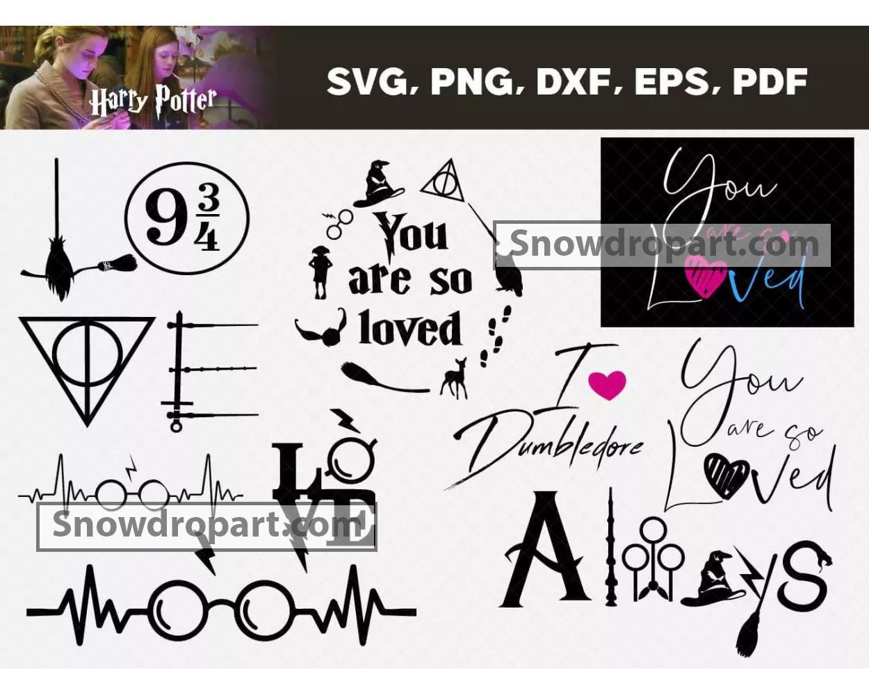 20 Harry Potter Love Svg Bundle Harry Potter Svg Always Svg Snowdrop Art High Quality And