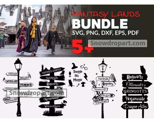 FREE 5 Harry Potter Fantasy Lands Svg Bundle, Harry Potter Svg