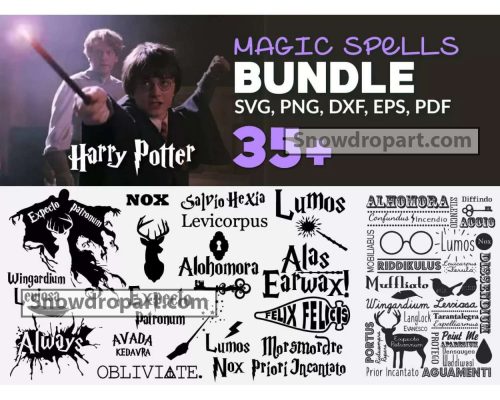 35 Harry Potter Spells Svg Bundle, Harry Potter Svg, Hogwarts Svg