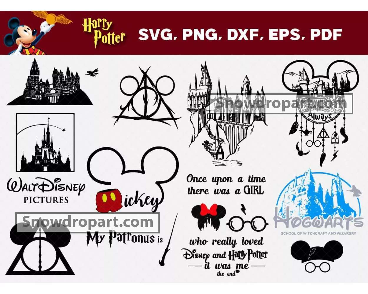 17 Harry Potter Disney Svg Bundle Harry Potter Svg Disney Svg Mickey Svg Snowdrop Art 3923