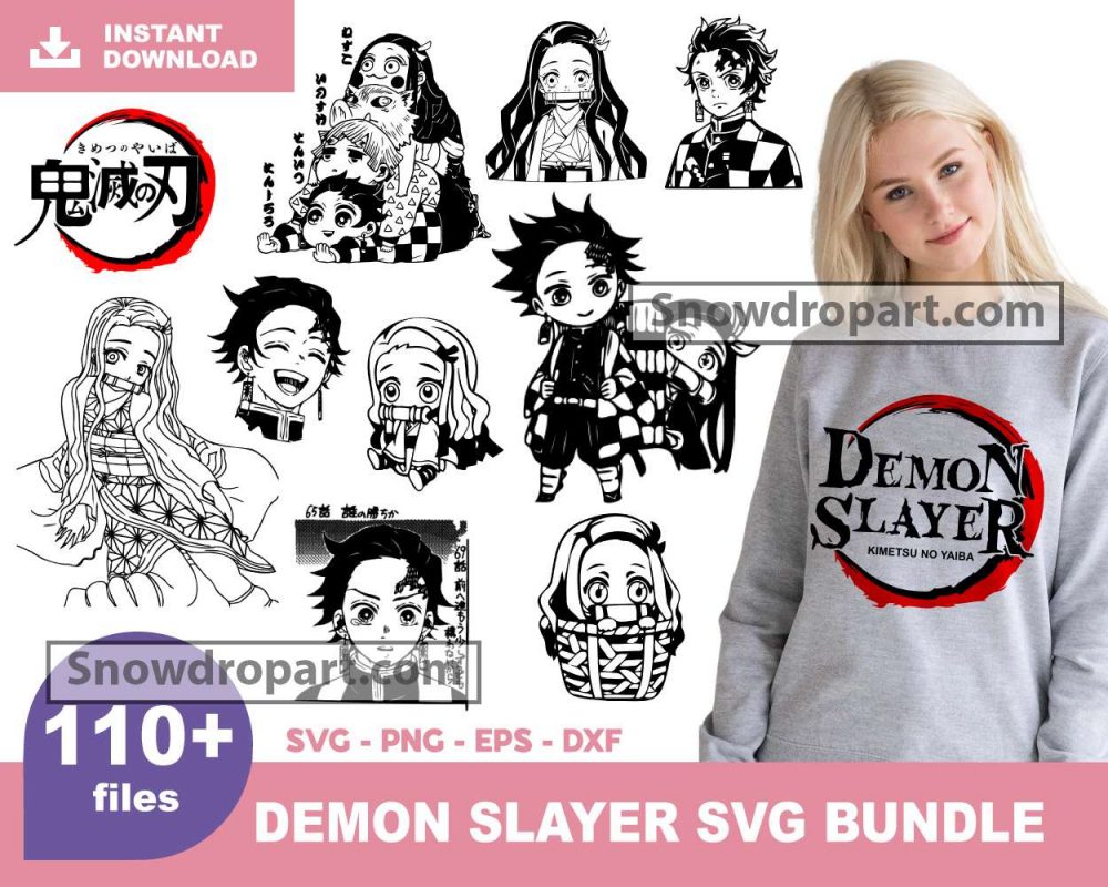 110 Demon Slayer Svg Bundle Demon Slayer Svg Nezuko Svg Snowdrop