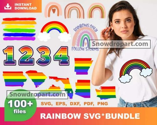 100 Rainbow Svg Bundle, Lgbt Svg, USA States Map Svg, Gay Svg
