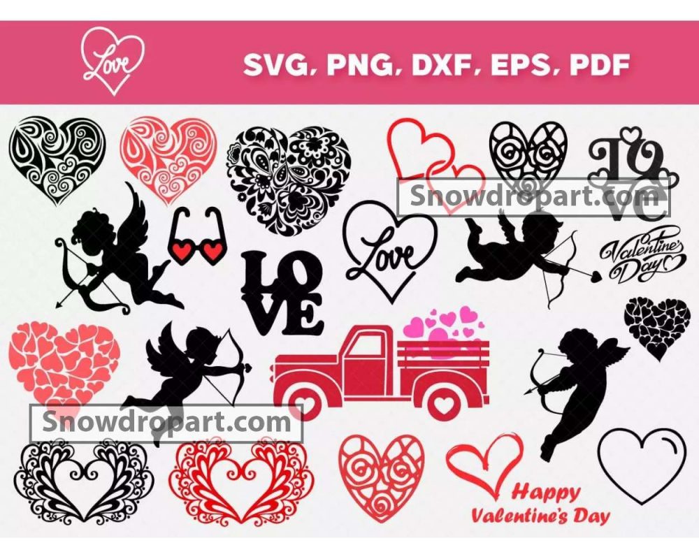 42 Love Svg Bundle Valentines Day Svg Valentine Svg Heart Svg Cupid Svg Snowdrop Art