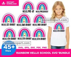 45 Rainbow Hello School Svg Bundle, Back To School Svg