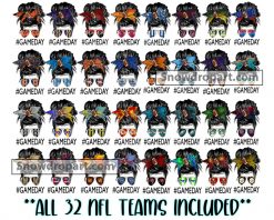 32 Nfl Teams Messy Bun Game Day Svg Bundle, NFL Girl Svg
