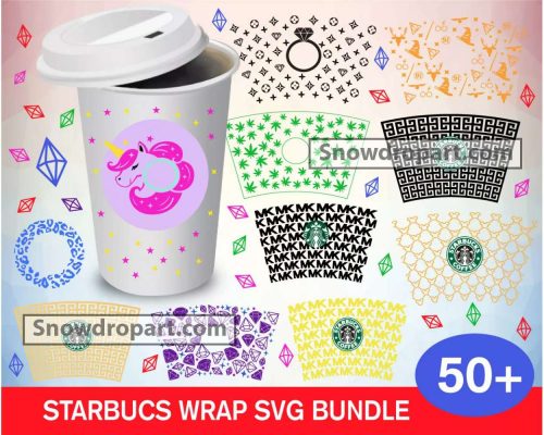 50 Starbucks Wrap Bundle Svg, Starbucks Svg, Starbuck Logo Svg