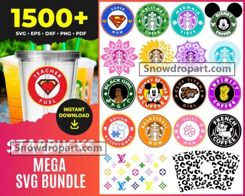 1500 Starbucks Logo Svg Bundle, Starbucks Svg, Starbucks Wrap