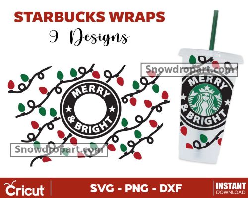 9 Christmas 24oz Venti Cold Cup Svg Bundle, Christmas Svg