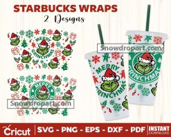 2 Grinch Christmas Starbucks Wraps Svg Bundle, Christmas Svg