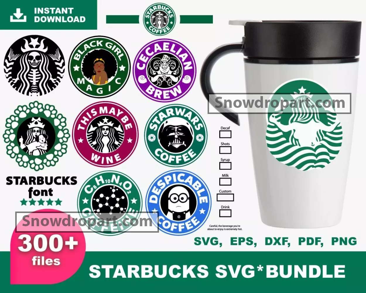 400 Starbucks Wrap Svg Bundle Starbucks Svg Starbucks Logo Svg Snowdrop Art High Quality 4460