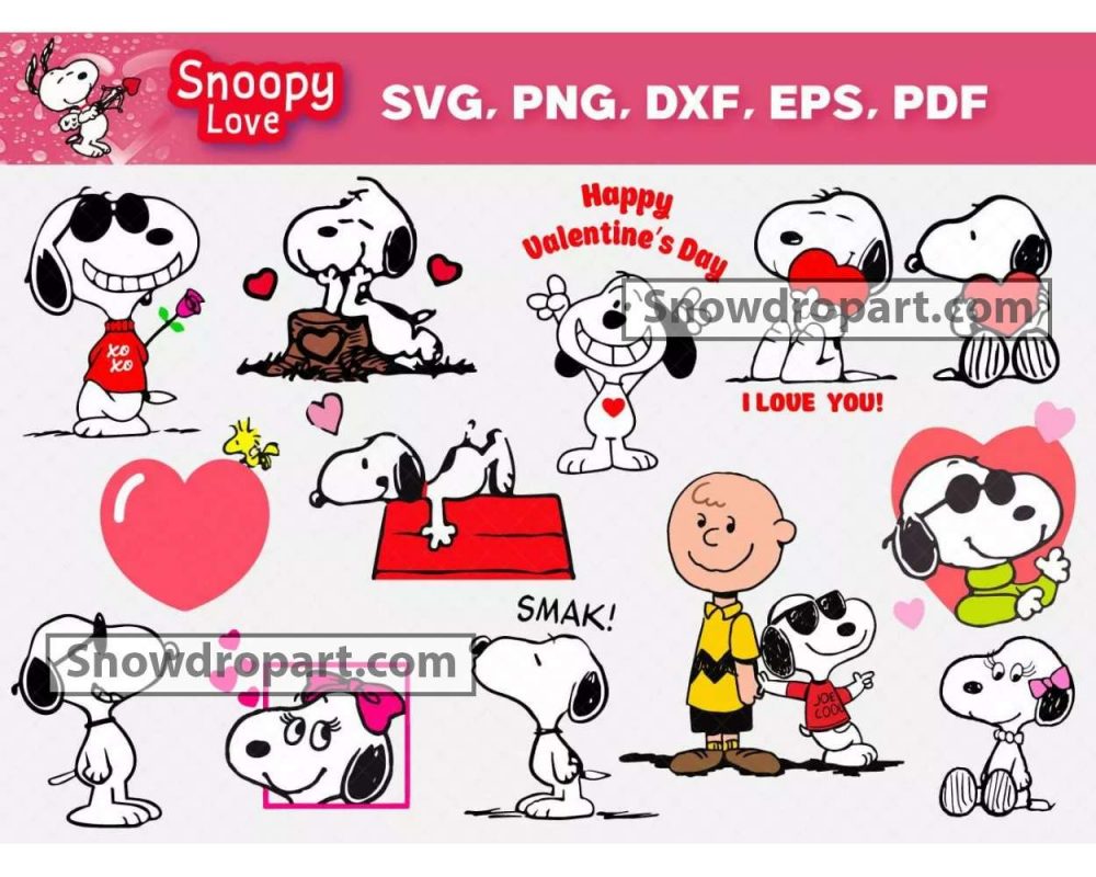 40 Snoopy Love Svg Bundle, Snoppy Svg, Valentines Day Svg