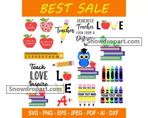 100 Teacher Svg Bundle, Back To School Svg, Love Teacher Svg