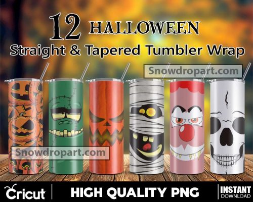 12 Halloween Staright And Tapered Tumbler Png Bundle