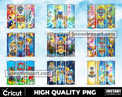 20 Paw Patrol Skinny Stumbler Png Bundle, Kid Tumbler Png