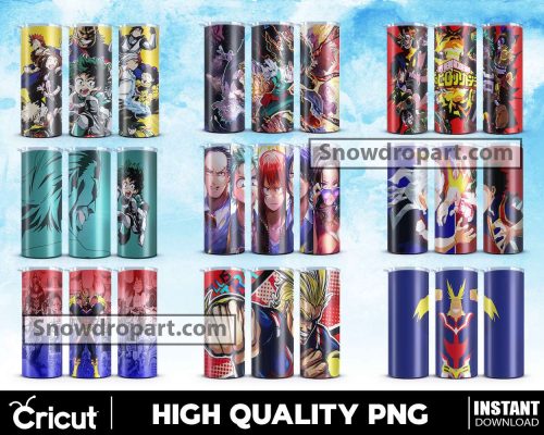 18 My Hero Academia Tumbler Png Bundle, Anime Tumbler Png