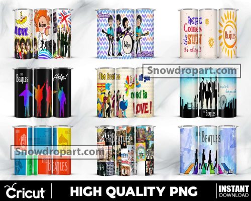 18 The Beatles Skinny Tumbler Png Bundle, Beatles Tumbler Png