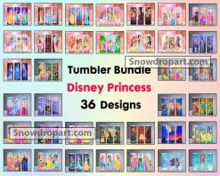 36 Disney Princess Straight And Tapered Tumbler Png Bundle