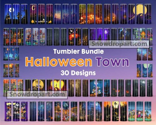 30 Halloween Town Straight And Tapered Tumbler Png Bundle
