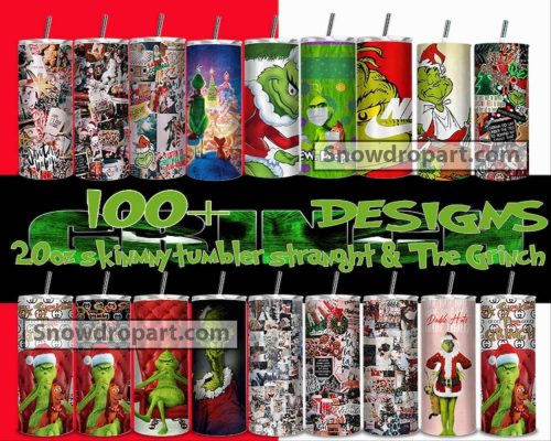 100 Grinch Tumbler Png Bundle, Skinny Tumbler Png