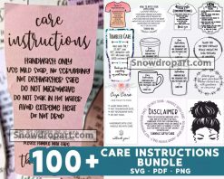 100 Care Instructions Svg Bundle, Care Card Svg, Care Instruction
