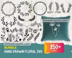 150 Hand Drawn Floral Svg Bundle, Botanical Graphics