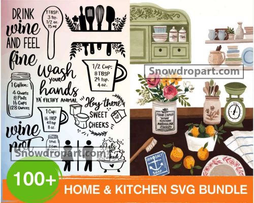 100 Home And Kitchen Svg Bundle, Bathroom Svg, Kitchen Svg