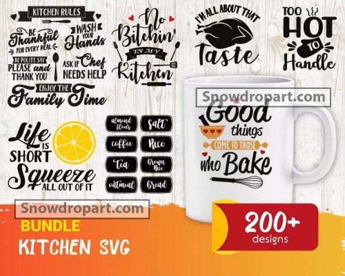 200 Kitchen Svg Bundle, Baking Svg, Conversion Chart Svg