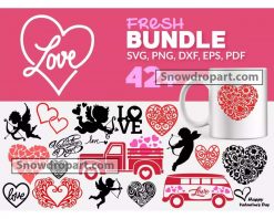42 Love Svg Bundle, Valentines Day Svg, Heart Svg, Cupid Svg