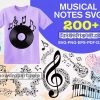 200 Musical Note Svg Bundle, Piano Svg, Guitar Svg