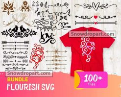 100 Flourish Svg Bundle, Swoosh Svg, Decorative Ornaments Svg