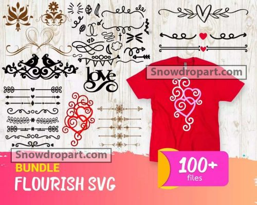 100 Flourish Svg Bundle, Swoosh Svg, Decorative Ornaments Svg