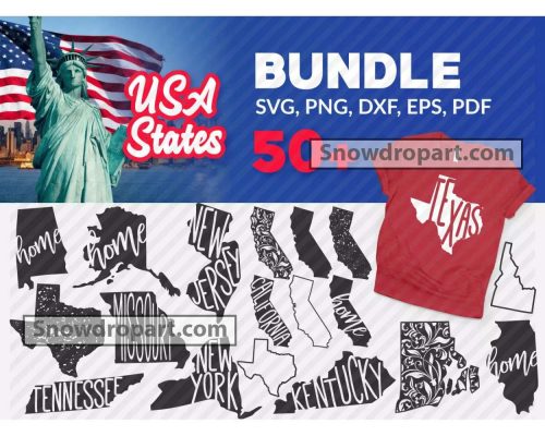 50 USA States Svg Bundle, USA States Map Svg, 50 States Svg