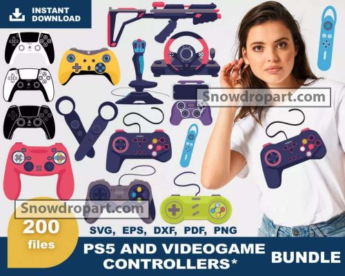 200 PS5 And Videogame Controllers Svg Bundle, Gamer Svg