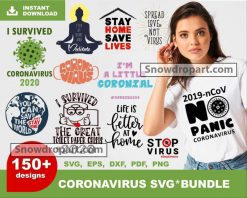150 Coronavirus Svg Bundle, Quarantine Svg, Social Distance Svg