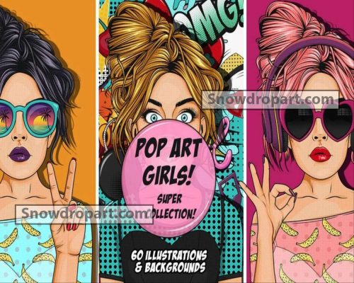 65 Retro Comic Style Pop Art Girls Png Bundle, Pop Art Png