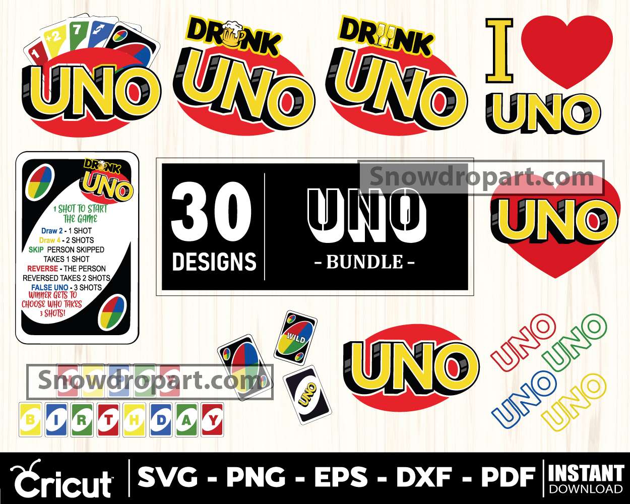 Drunk UNO Official Rules Digital Download-PDF, SVG