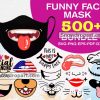 500 Funny Face Mask Svg Bundle, Virus Svg, Covid 19 Svg