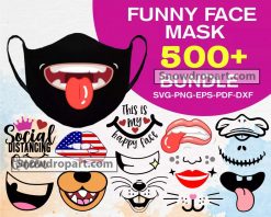 500 Funny Face Mask Svg Bundle, Virus Svg, Covid 19 Svg