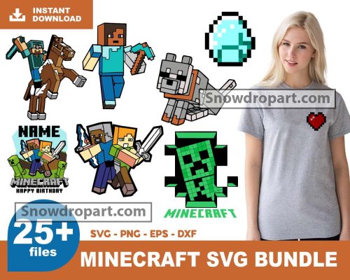 25 Minecraft Svg Bundle, Minecraft Shirt, Creeper Svg