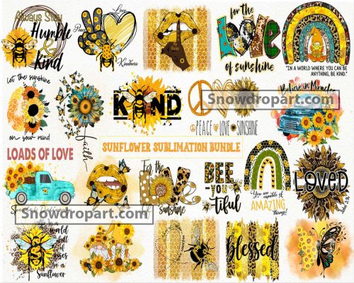 21 Sunflower Png Bundle, Honey Bee Png, Sublimation Design