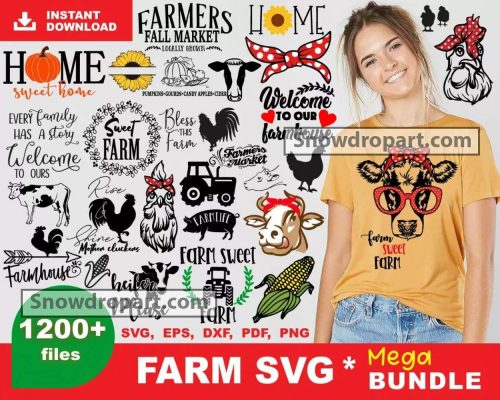 1200 Farm Svg Bundle, Farm Svg, Cow Svg, Pig Svg, Chicken Svg