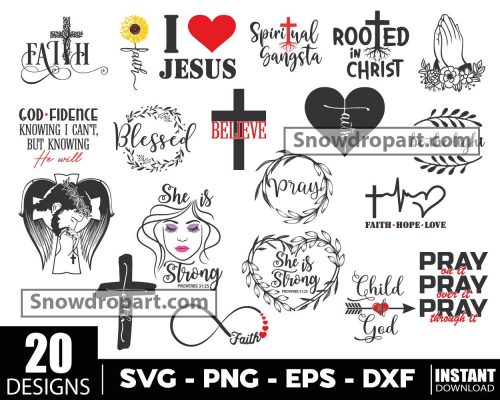 20 Christian Svg Bundle, Jesus Svg, Religious Svg, God Svg