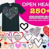 250 Open Heart Svg Bundle, Love Svg, Heart Svg, Heart Cut File