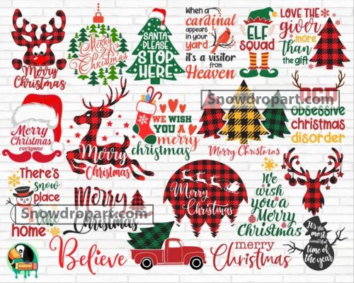 20 Christmas Buffalo Plaid Svg Bundle, Reindeer Svg, Santa Svg