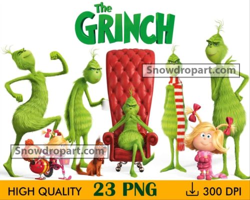 23 Grinch Png Bundle, Christmas Png, Cindy Lou Who Png